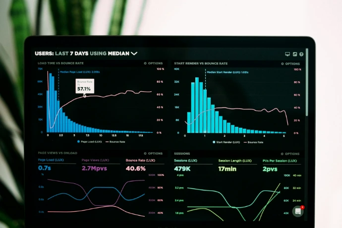 grafieken van prestatie-analyse op een laptopscherm